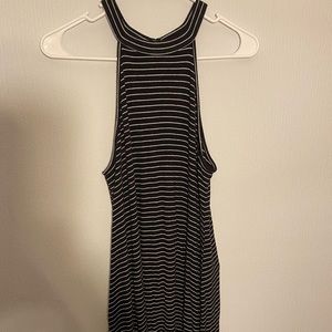 American Eagle black and white striped sleeveless dress L